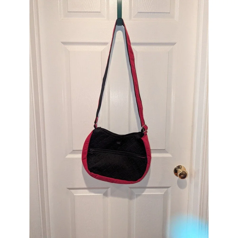 Vintage Madison Handbag‎ Handmade Black and Pink Crossbody Bag